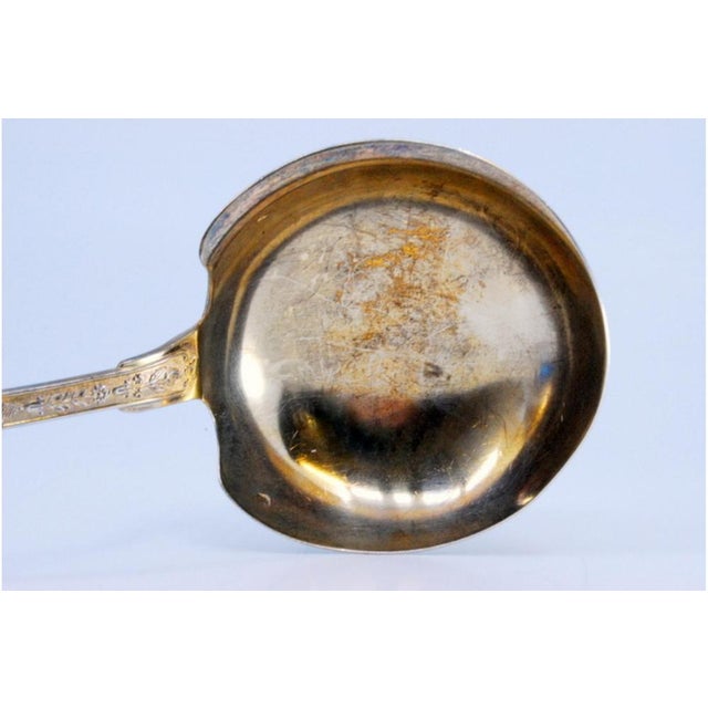 Silver Gold-Plated Silver Sauce Spoon with Raised Handle and Monogram Plaque For Sale - Image 8 of 10