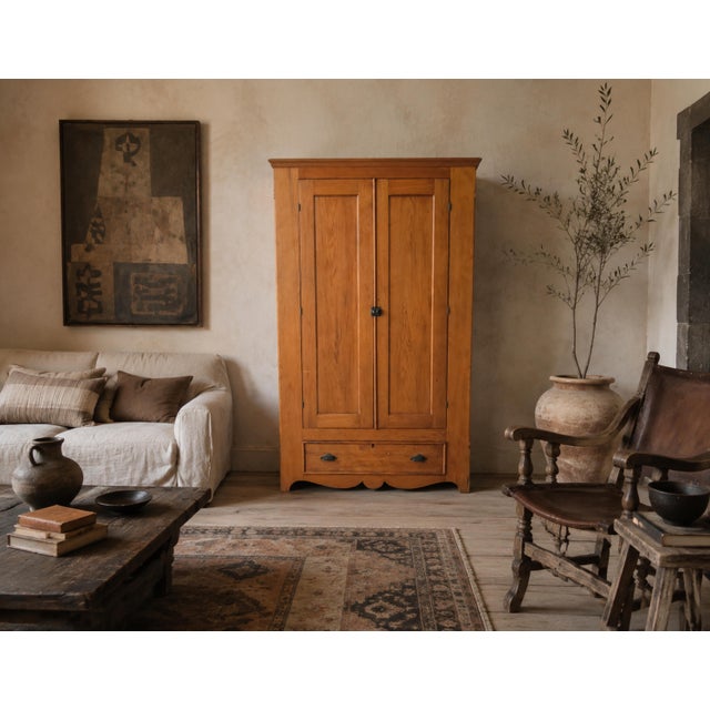 Farmhouse 19th Century Antique European Pine Wardrobe Cabinet For Sale - Image 3 of 12