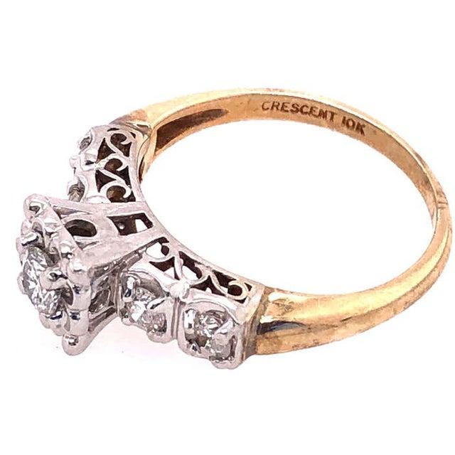 Gold 10 Karat Two-Tone Gold Diamond Engagement Ring 0.60 TDW, Size 7.25 For Sale - Image 8 of 9