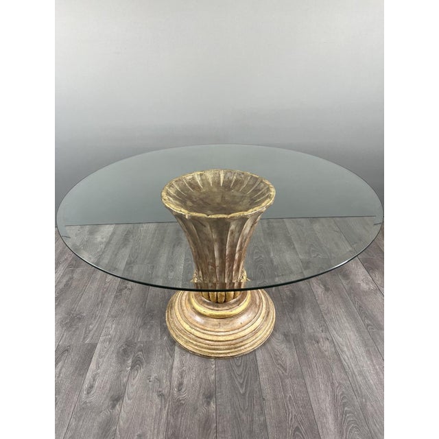 Wood 20th Century Table on Central Pedestal in Carved Wood For Sale - Image 7 of 12