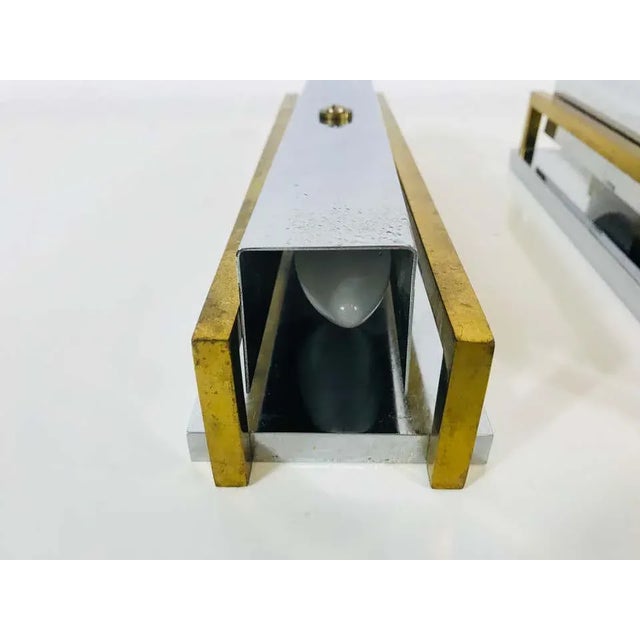 Pair of French Brass and Aluminium Art Deco Sconces, France, 1940s For Sale - Image 12 of 13