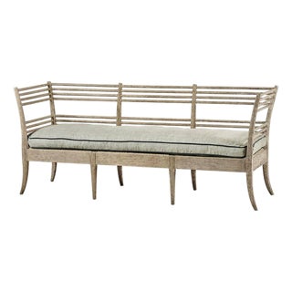 Neoclassical Gustavian Slatted Wood Bench Sofa For Sale