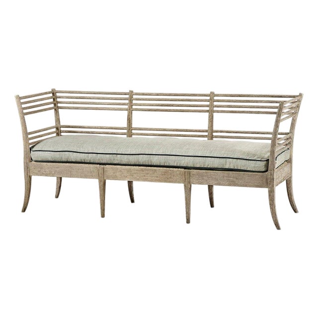 Neoclassical Gustavian Slatted Wood Bench Sofa For Sale