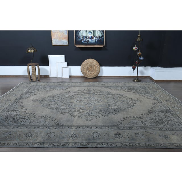 1970s Vintage Persian Handmade Wool Cotton Brown Area Rug For Sale - Image 11 of 11