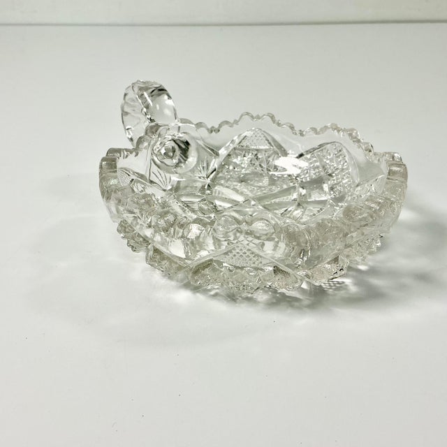 Late 1800s Antique Boho Chic Hollywood Regency American Brilliant Cut Jam Serving Dish, With Finger Handle For Sale - Image 4 of 9