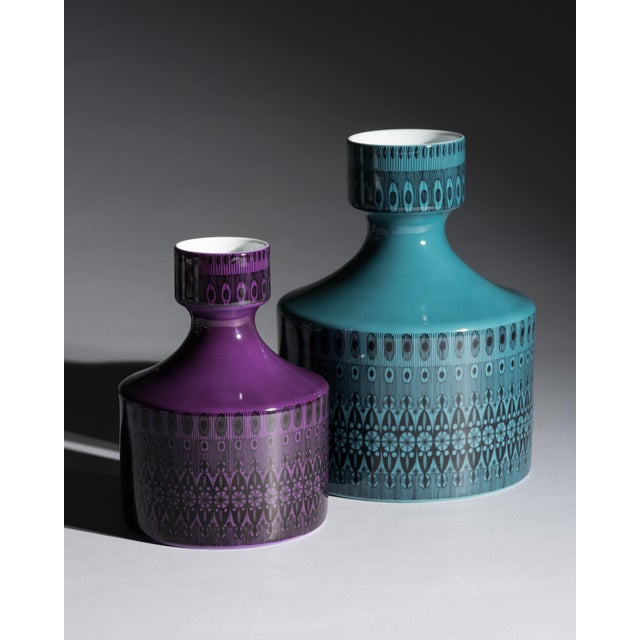 Turquoise and Purple Porcelain Vases by Hans Theo Baumann for Rosenthal, 1964, Set of 2 For Sale - Image 14 of 14