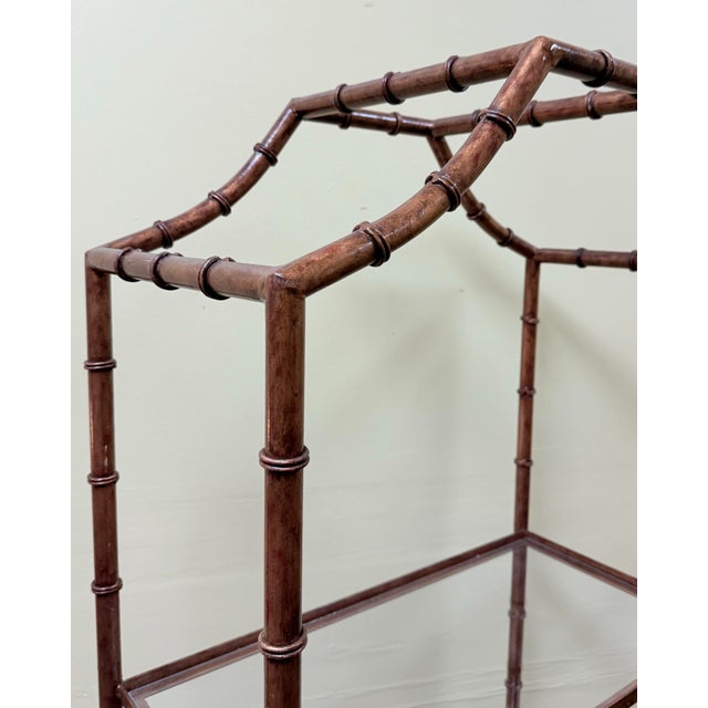 Gold Vintage Hollywood Regency Hand Gilt Faux Bamboo Étagère - Newly Painted For Sale - Image 8 of 12