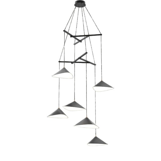 Emily V6 Group in Semi Matte Paint Pendant Light from Moss Objects For Sale