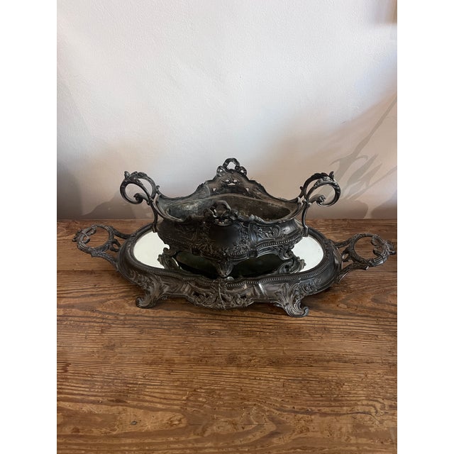 Antique French Rococo Jardinière with Mirrored Tray, 1900s, 1890s For Sale - Image 6 of 9