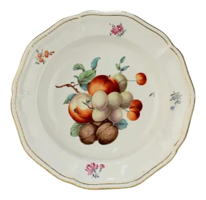 18th Century Frankenthal Porcelain Hand Painted Fruit & Nut Decor Bowl