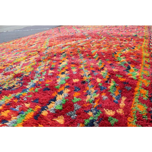 Mid 20th Century Mid 20th Century Mid-Century Tribal Moroccan Vintage Rug With Colorful, Vibrant Diamond Pattern For Sale - Image 5 of 7