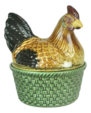 Chicken-Shaped Egg Cup with Green Base, 1970s