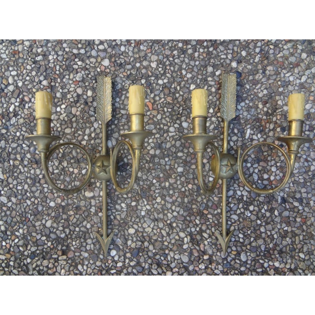 Pair of French Maison Bagues Style Bronze Neoclassical Arrow Sconces For Sale - Image 11 of 11