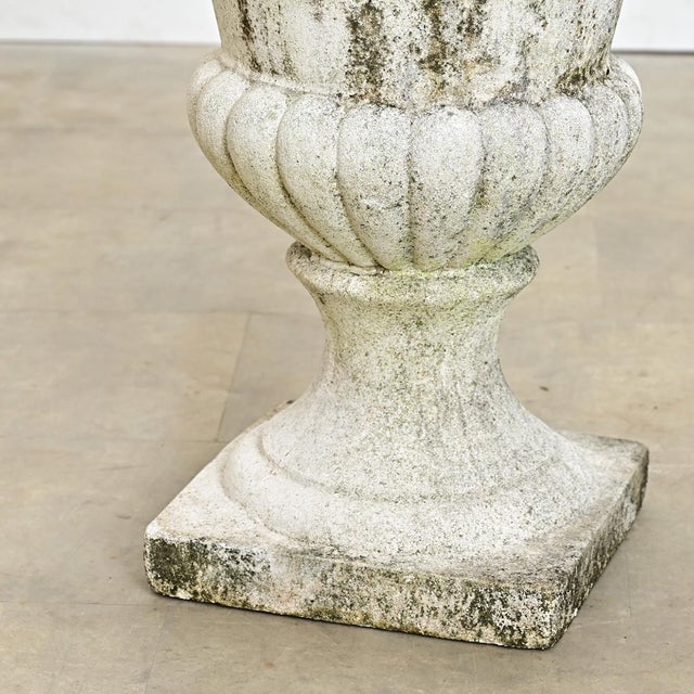 Stone French 20th Century Single Reconstructed Stone Urn For Sale - Image 7 of 9
