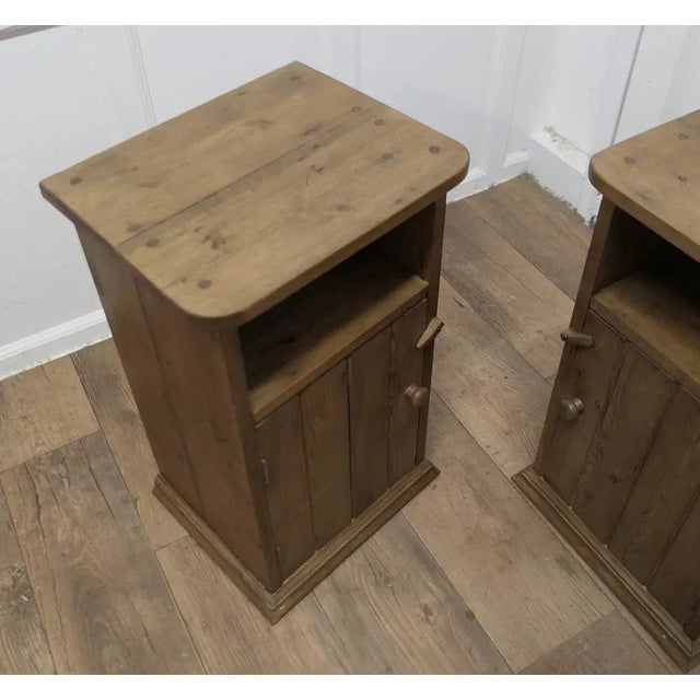 A Pair of Rustic Pine Bedside Cupboards, Night Tables These attractive rustic pieces are made in pine, they have planked...
