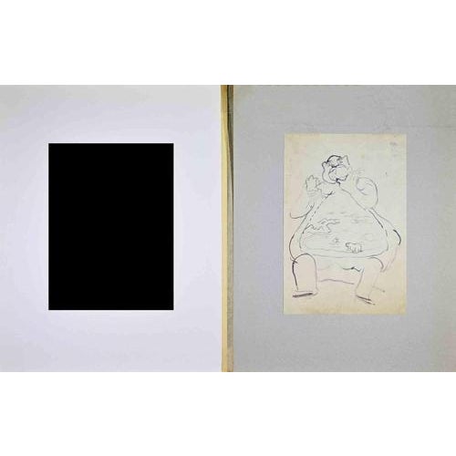 Modern Leo Longanesi, The Glutton, Watercolor on Paper, 1934 For Sale - Image 3 of 4