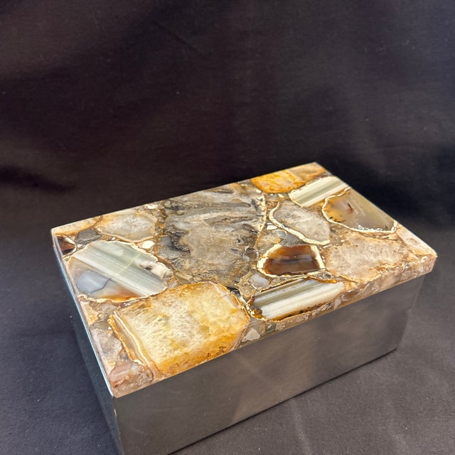 Tribal Agate and Steel Accessories Box For Sale - Image 3 of 10