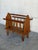 Vintage Oak Magazine Holder Standing Rack Newspaper Storage Floor Stand 1970s For Sale In Los Angeles - Image 6 of 10