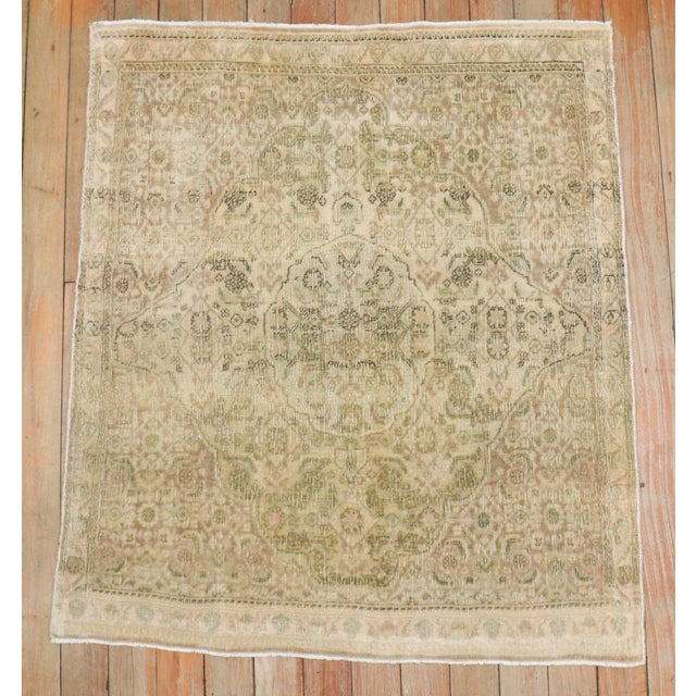 1940s Persian Tabriz Square worn Rug