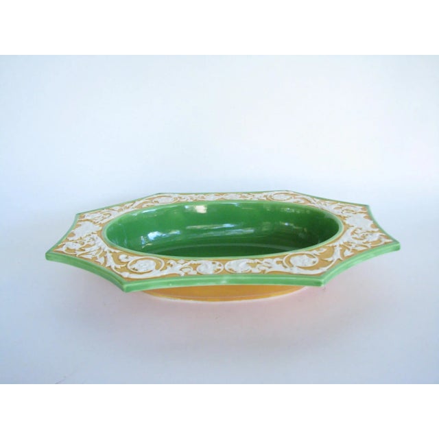 Early 1900s Neoclassical Czechoslovakian Art Pottery Serving Bowl With Embossed Robert Adam Motif For Sale - Image 4 of 11