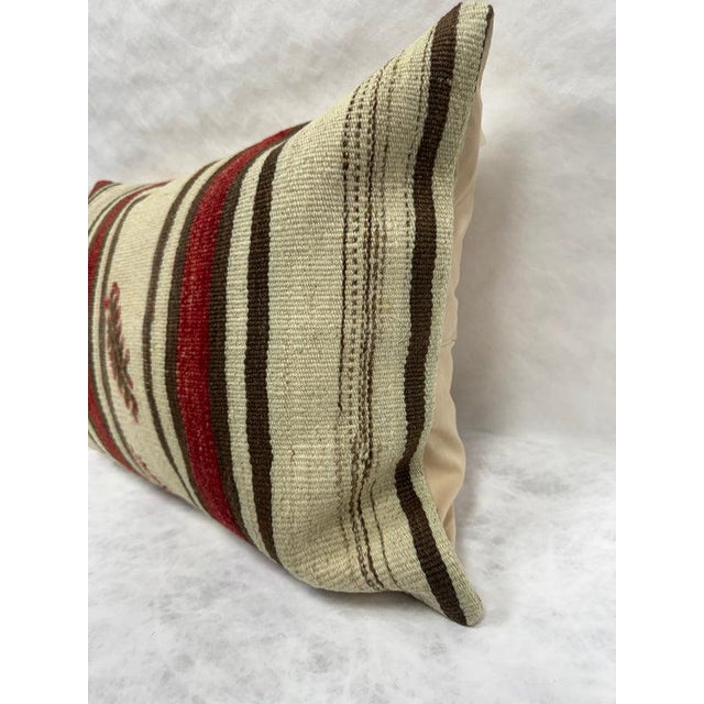 Contemporary Turkish Hemp Pillow Cushion Natural Brown Red Beige Pillow Cushion Cover 16" x 24" For Sale - Image 3 of 4