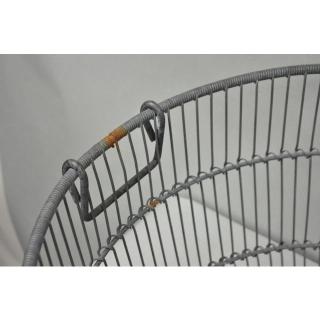 Vintage Industrial Modern Large 24" Metal Wire Oyster Clam Throw Blanket Basket For Sale - Image 12 of 16