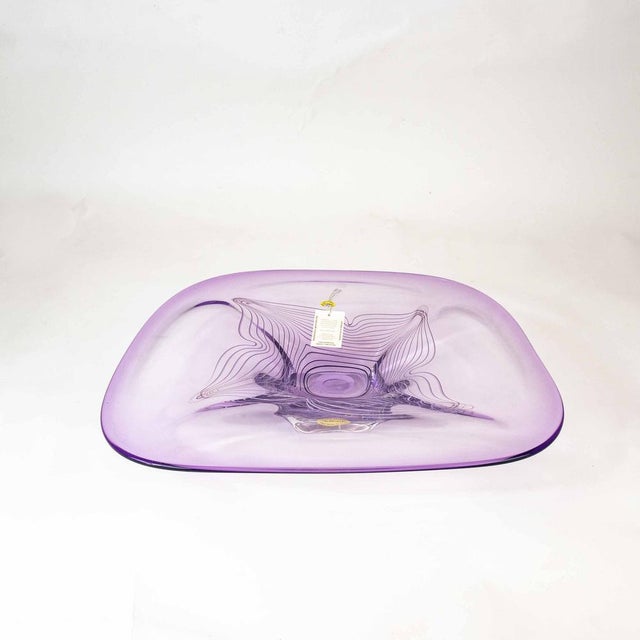 1970s Large Neodymium Glass Bowl by Adam Jablonski, Poland, 1970s For Sale - Image 5 of 14