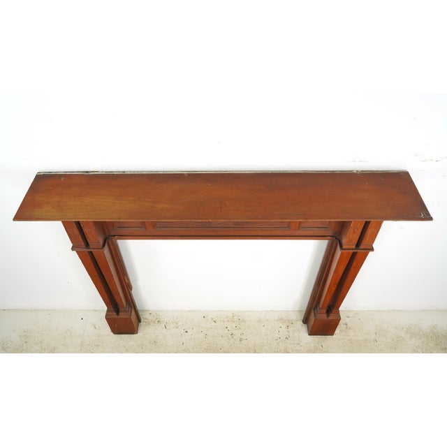 Reclaimed Federal Dark Wooden Fireplace Mantel For Sale - Image 15 of 16