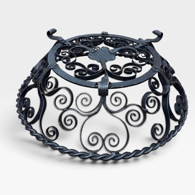 German Wrought Iron Scrollwork Footed Fruit Basket - Mid 20th Century For Sale - Image 9 of 15
