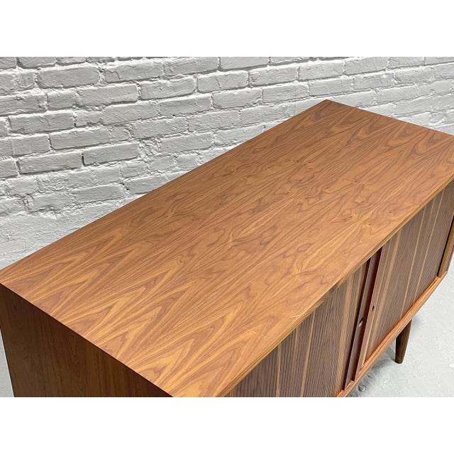 Brown Apartment Sized Mid Century Modern Credenza | Walnut Sideboard by Bruno Hansen, Made in Denmark For Sale - Image 8 of 14