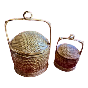 Vintage Set of 1940 Handmade Chinese Wedding Rice Baskets