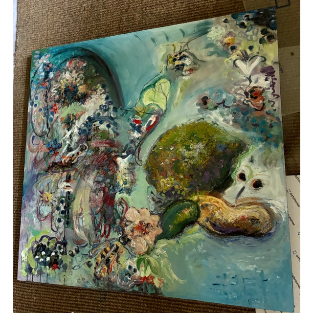 35”x35”x2”, oil painting on wood panel. Abstract Art. The edges are painted, no need for a frame. Ready to hang. Van Ness...