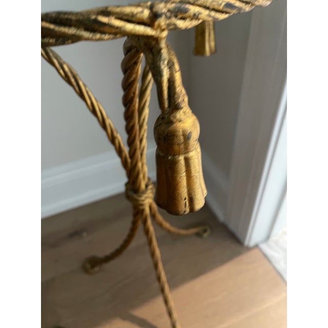 Metal Pair of Mid Century Italian Rope Twist and Tassel Aluminum Tables For Sale - Image 7 of 7
