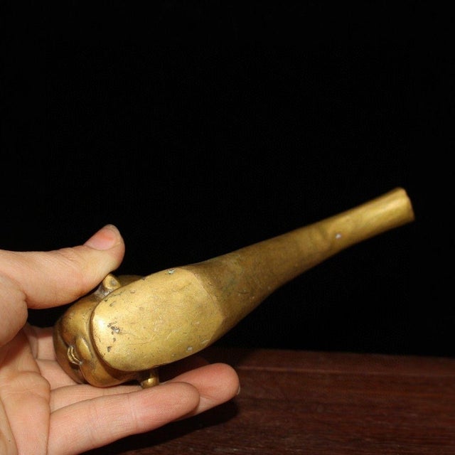 Vintage Brass Child's Head Tobacco Pipe – Figural Opium Pipe For Sale - Image 4 of 9