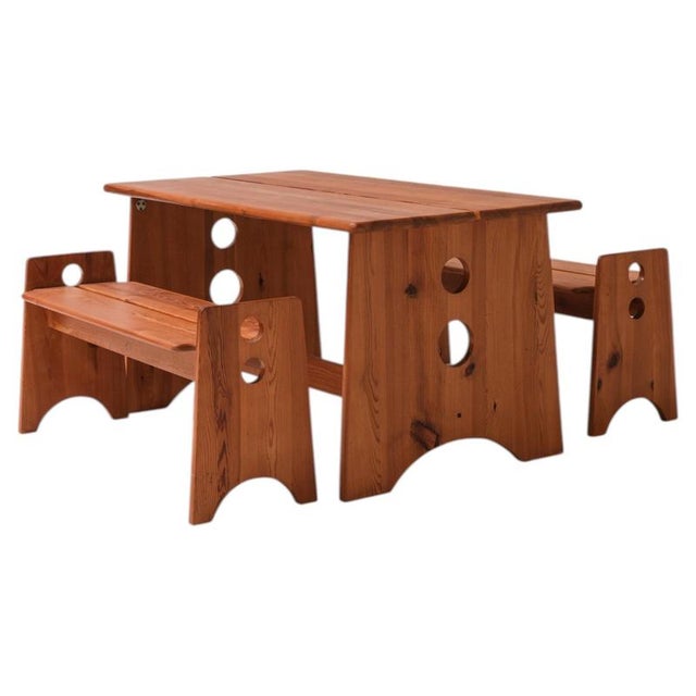 Pine Dining Set from Dyrlund, Denmark, 1970s, Set of 3 For Sale - Image 11 of 11