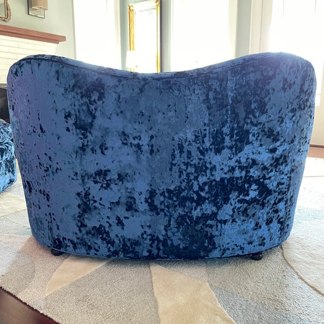 Glamorous, opulent, newly upholstered vintage settees in the style and quality level of Edward Wormley's Janus series by...