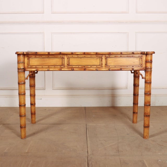English Faux Bamboo Desk, 1920s For Sale - Image 9 of 12