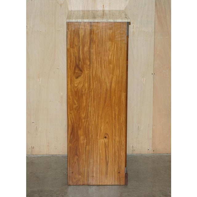 Vintage Hardwood Marble Topped Chrome Drop Front Secretaire with Drawers For Sale - Image 12 of 18