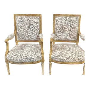19th Century Pair of French Louis XVI Carved and Bleached Side Chairs
