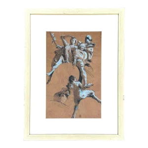 Mid 20th Century Vintage Boho Sketch on Paper, Framed