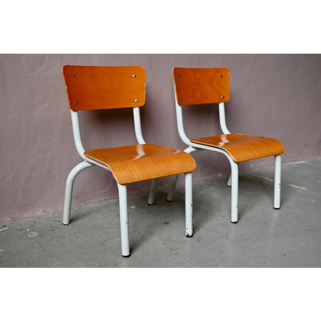 Vintage School Chair in Tubular Metal and Plywood, 1960s For Sale - Image 6 of 12