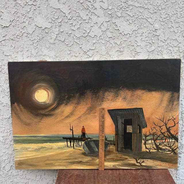 Original 1961 Oil Painting by Paul Blaine Henrie Coastal Sunset Seascape For Sale - Image 18 of 18