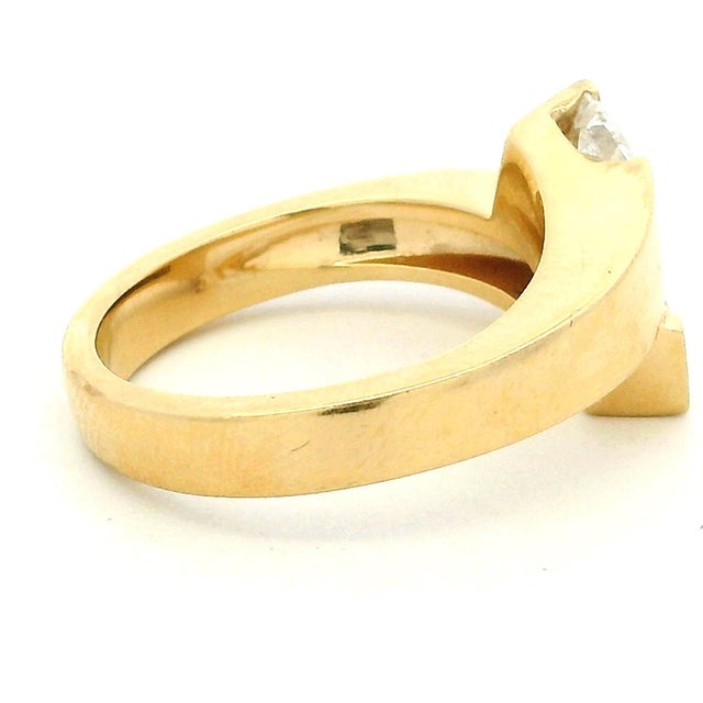 Vintage 14k Gold Two Diamond Bypass Ring, 1.2 Carats Total, Size 9.5 For Sale - Image 4 of 12