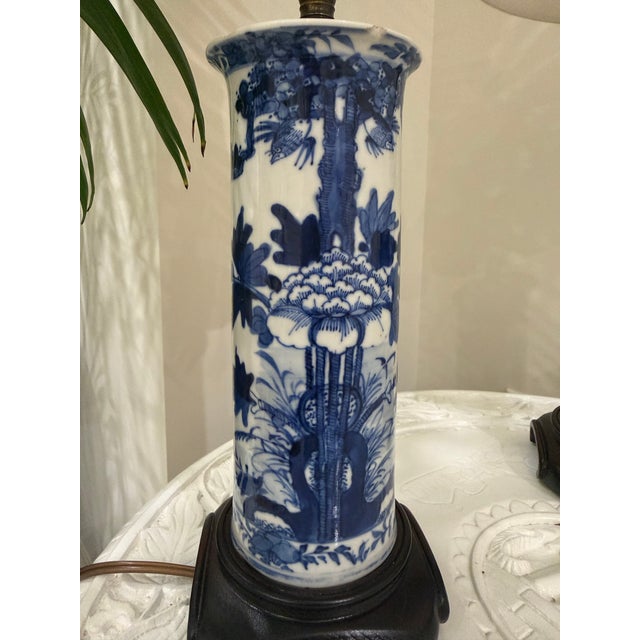 Late 19th Century Late 19th Century Chinese Blue and White Small Porcelain Lamps - Pair For Sale - Image 5 of 11
