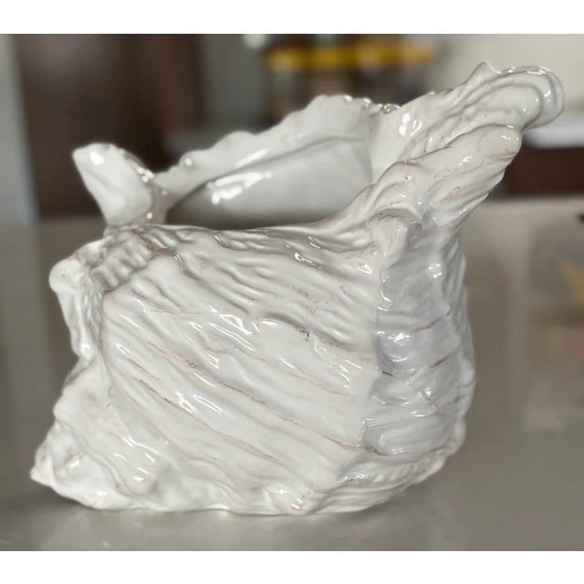 Vintage Coastal Chic Ceramic Conch Shell Cachepot Planter For Sale - Image 9 of 10