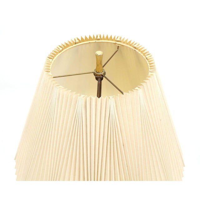 Brown 1970's Round Solid Oiled Walnut Brass Trims Base Mid Century Modern Floor Lamp For Sale - Image 8 of 8