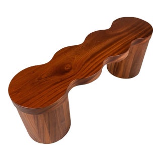 Organic Modern Bench in Solid African Sapele Mahogany by Mark Leblanc for Mark Leblanc Studios, Usa, C. 2024 For Sale