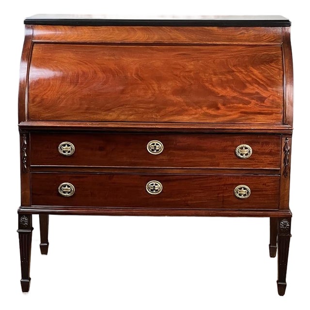Antique Directoire Style French Cylinder Desk With Slate Top C. Late 19th Century For Sale