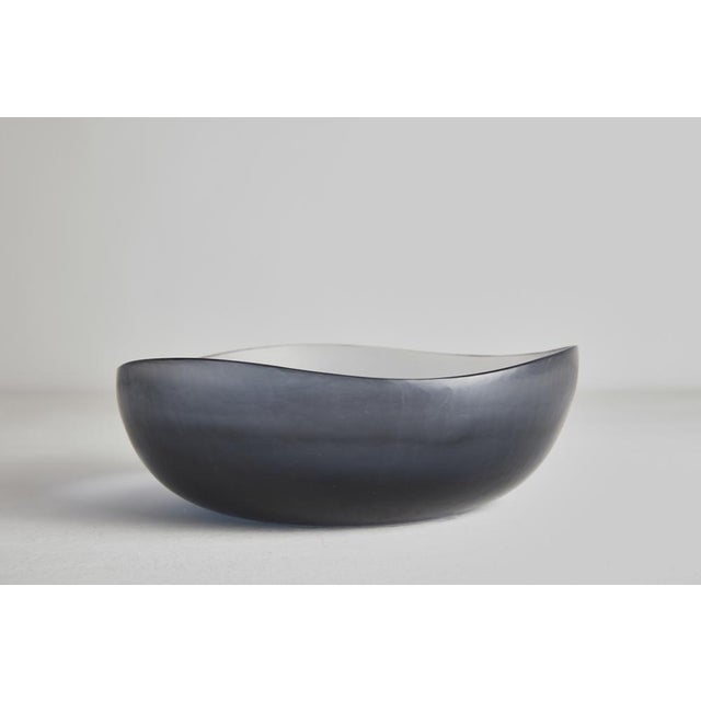 Glass bowl with blue grindstone surface. Venini production Period 1960 ca. Dimensions H. 8 – Diam. 23 cm I have official...