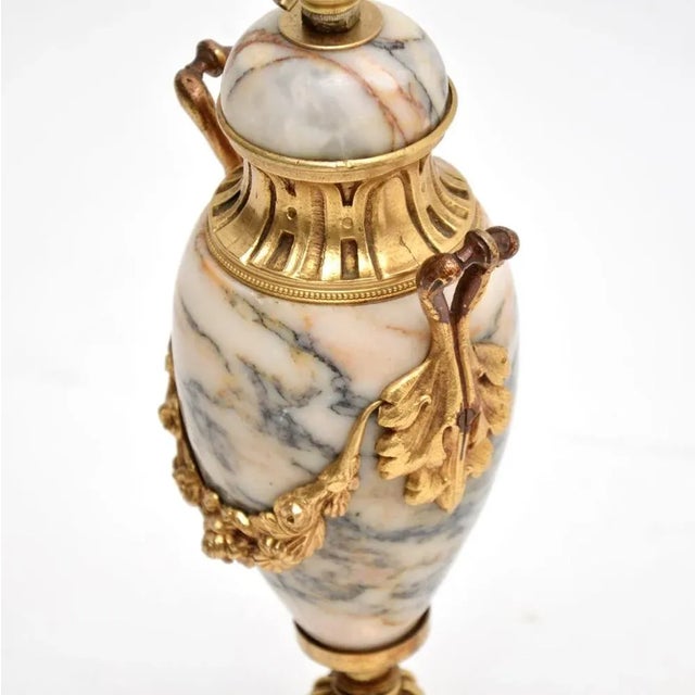 Metal Antique French Marble and Gilt Bronze Table Lamp, 1890s For Sale - Image 7 of 9